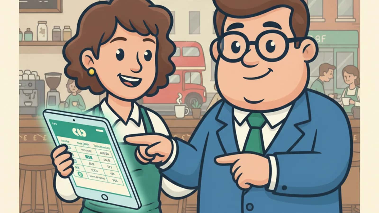 Fred helping a UK business owner compare business loan offers side by side