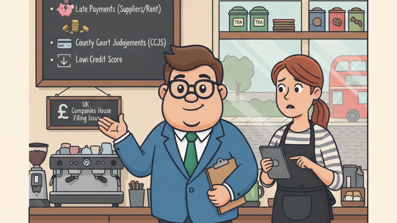 Fred explaining What counts as bad credit for a business loan to a UK business owner