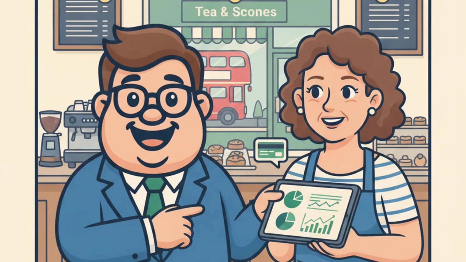 Fred helping a UK business owner compare Business Credit Card APR Explained: Purchase Rates, Fees and Total Cost