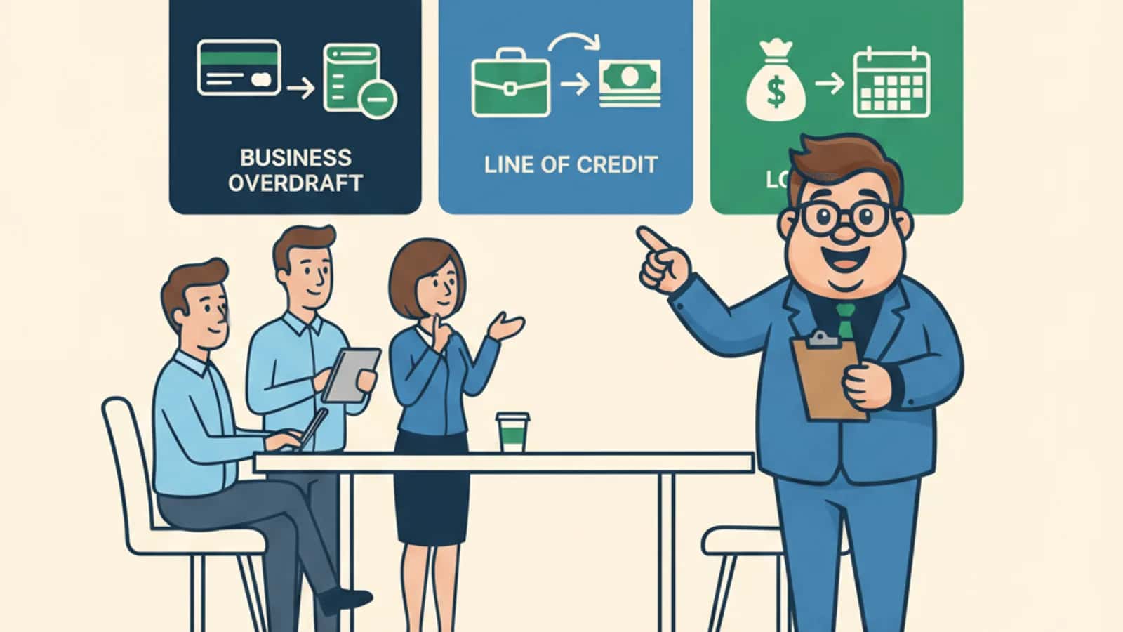 Fred helping a UK business owner compare Business Overdraft vs Line of Credit vs Loan: Which Funding Option Fits Your...