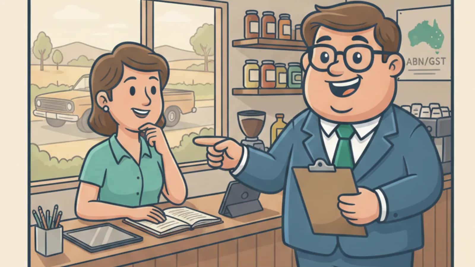 Fred helping a Australian business owner compare Business Loans for Regional and Rural Australian SMEs: Unique Funding...