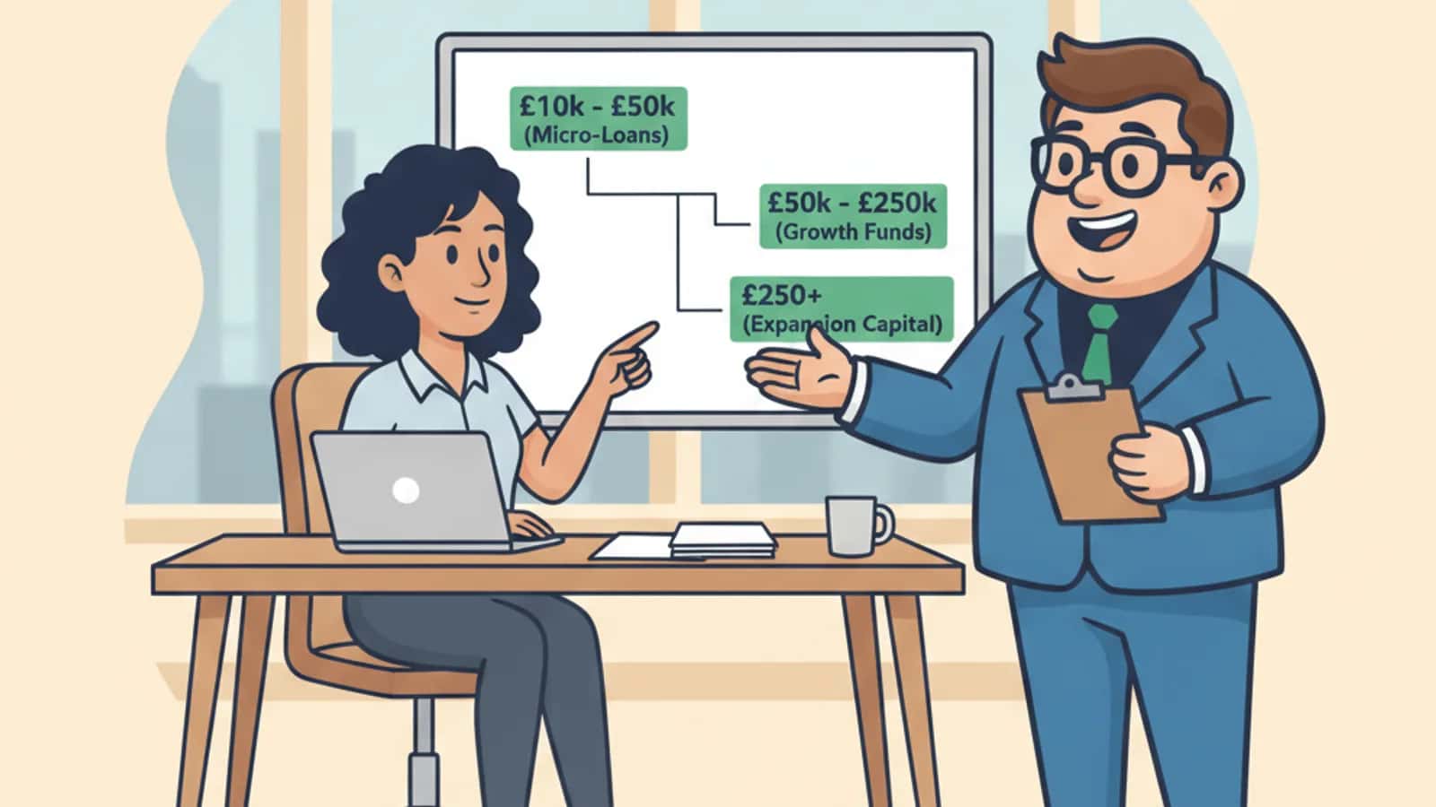 Fred explaining Typical Startup Loan Amounts for Small Businesses to a UK business owner
