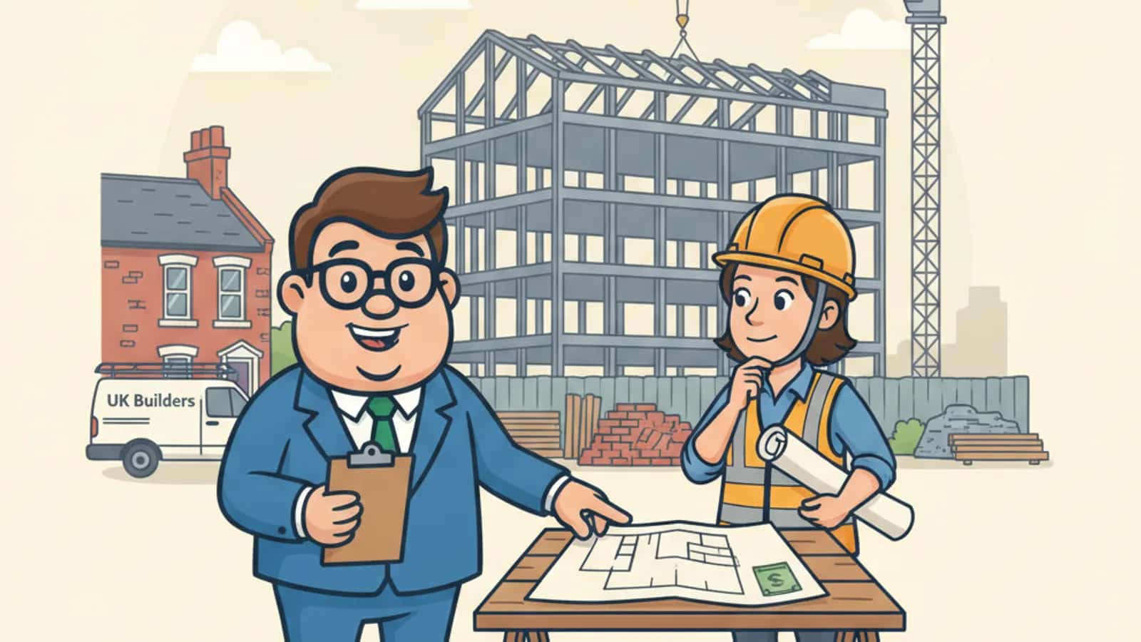 Fred helping a UK business owner compare Development Finance Application Checklist: Planning, Costs, GDV and Exit Evidence