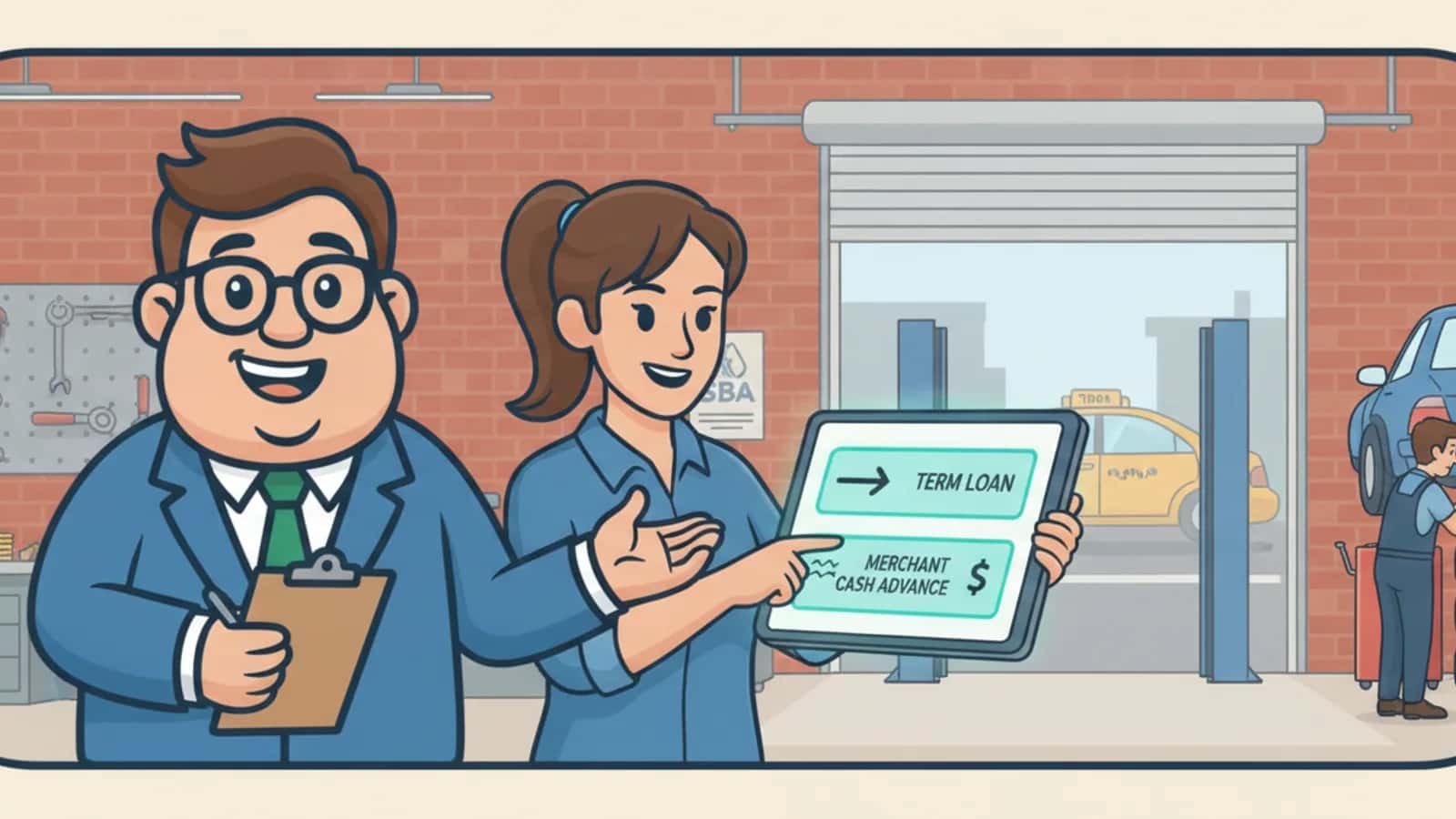 Fred helping a US business owner compare Term Loan vs Line of Credit vs Merchant Cash Advance: US Small Business Funding...