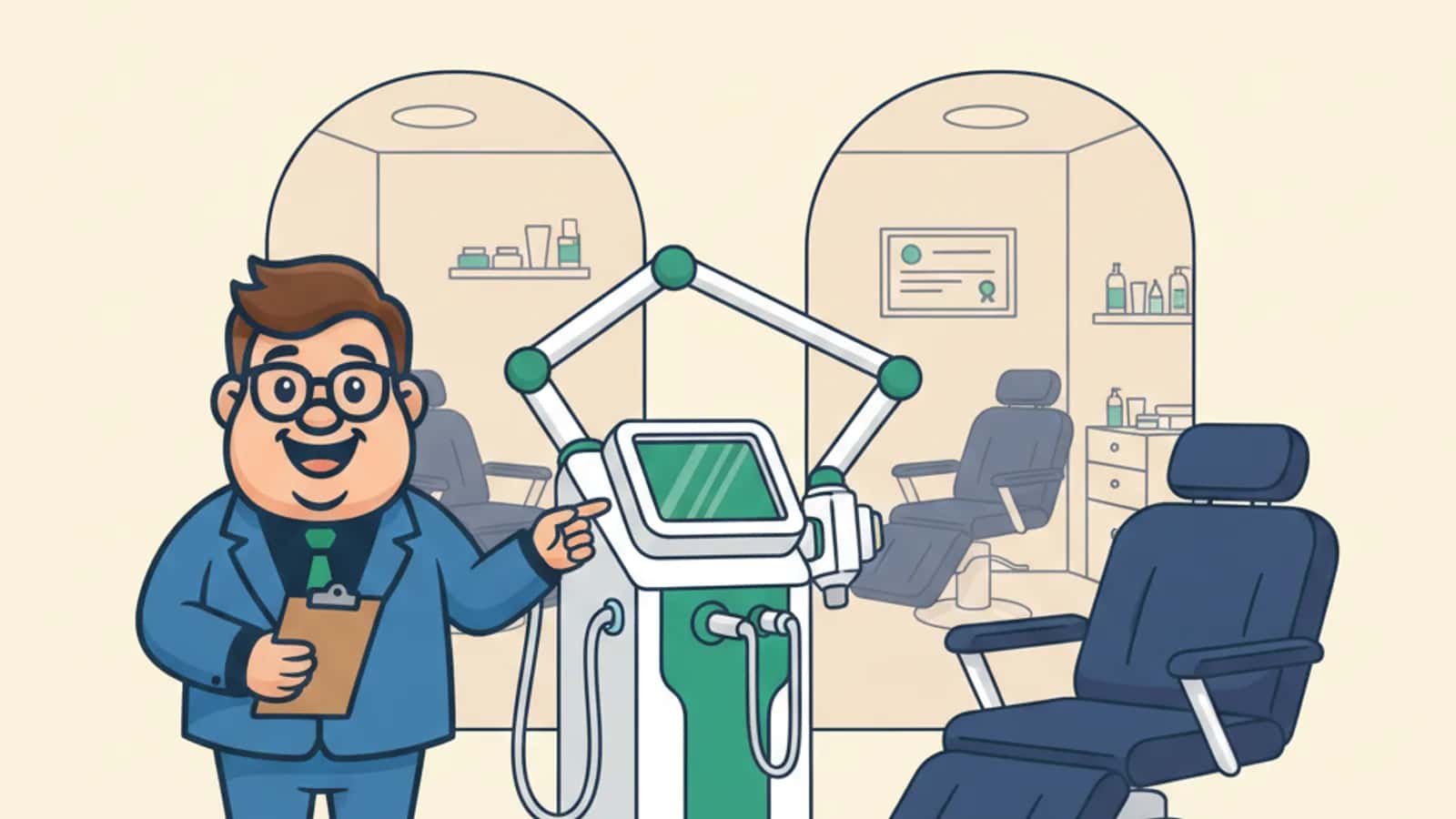 Fred helping a UK business owner compare Beauty Salon and Clinic Equipment Finance UK: Lasers, Chairs and Treatment Rooms