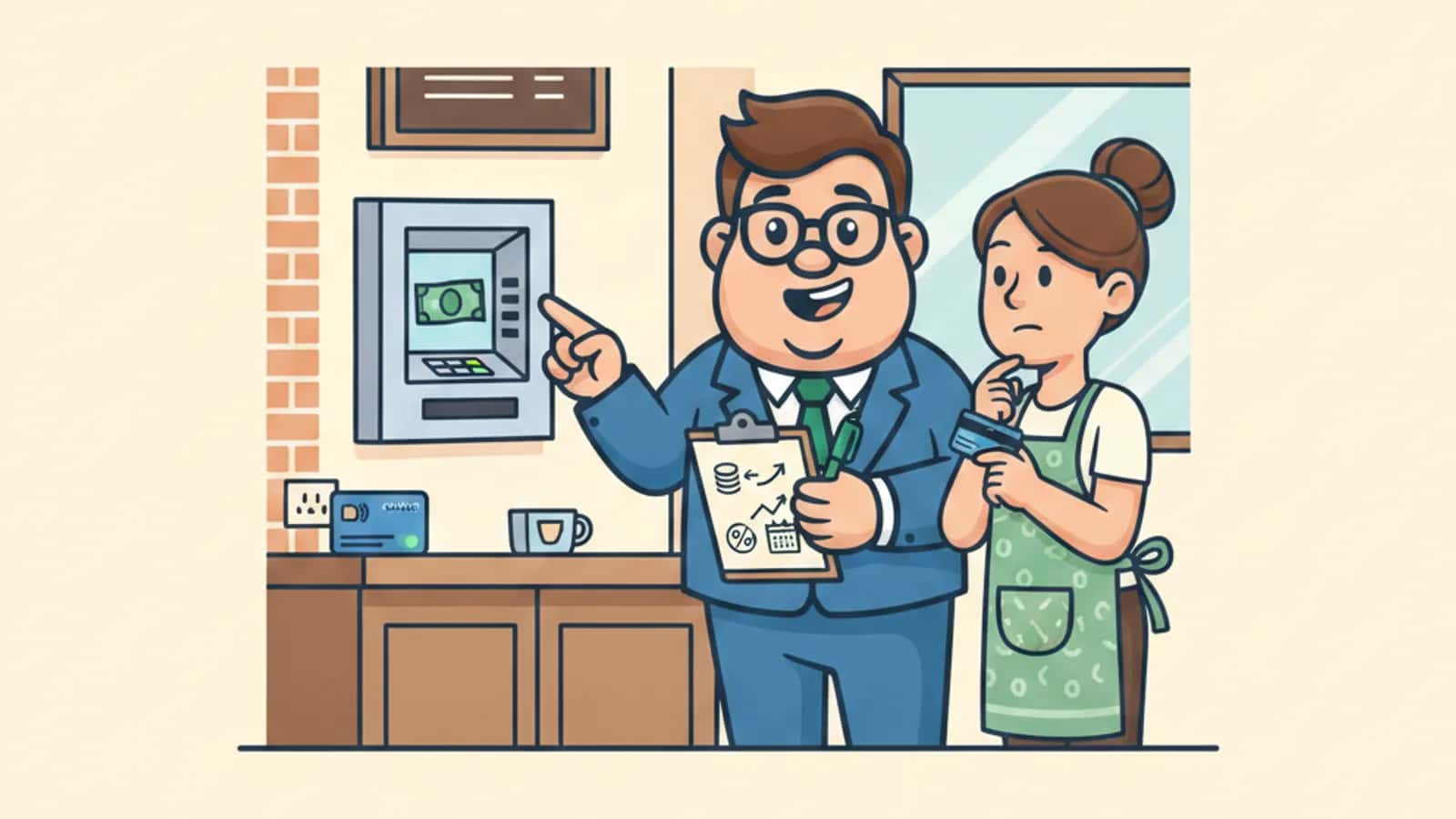Fred explaining Cash Advance on a Business Credit Card to a UK business owner
