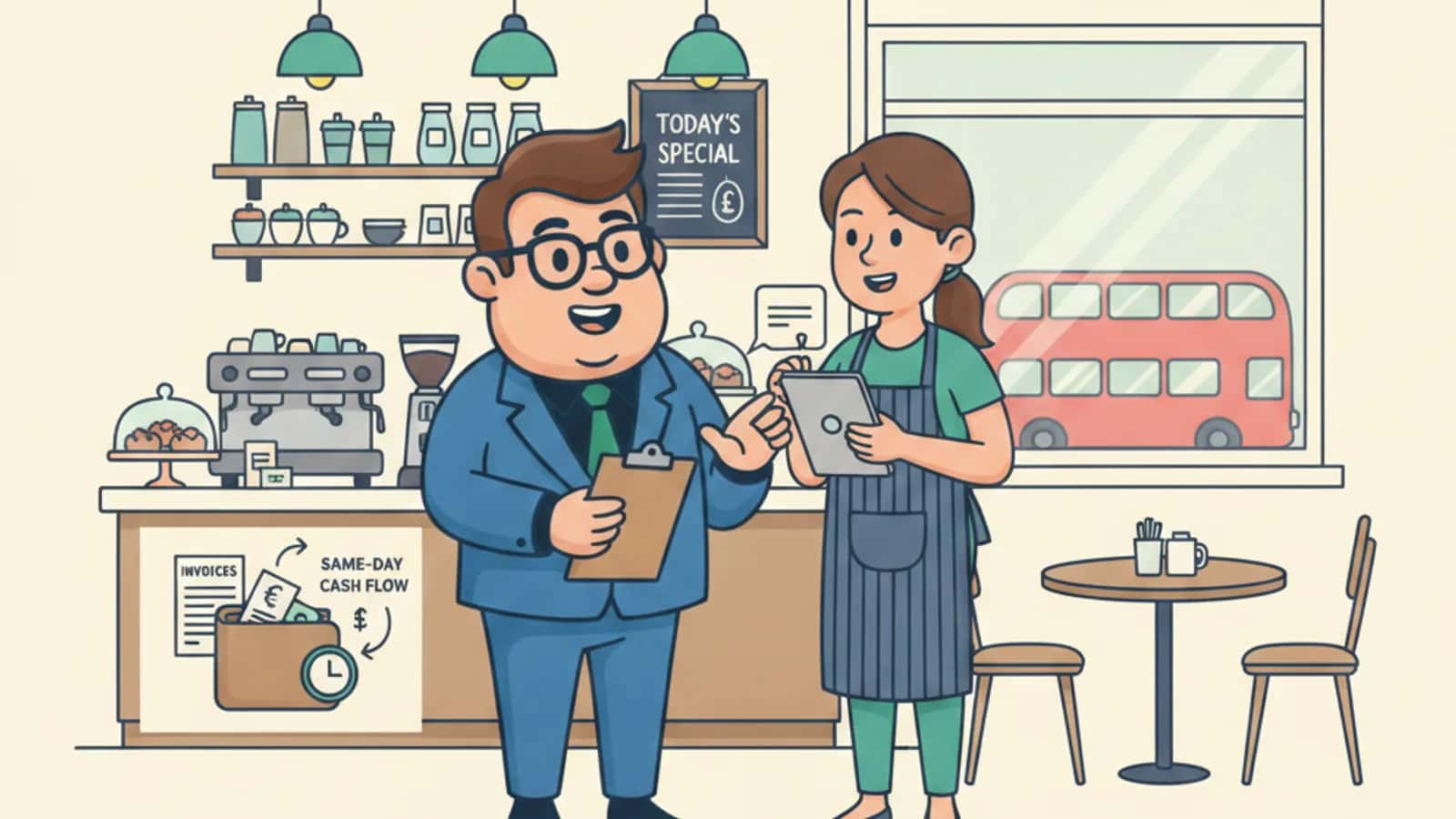 Fred explaining Same-Day Invoice Finance and How Does It Work to a UK business owner