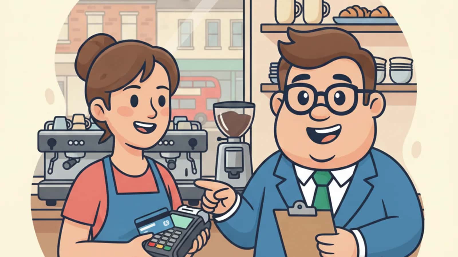 Fred helping a UK business owner compare Business Credit Cards for New Businesses: What UK Startups Need to Know