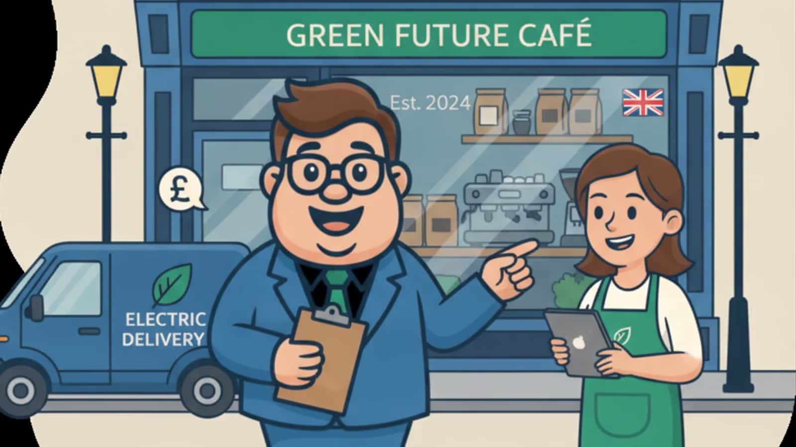 Fred helping a UK business owner compare Green Business Loans & Grants for UK SMEs: July 2026 Guide
