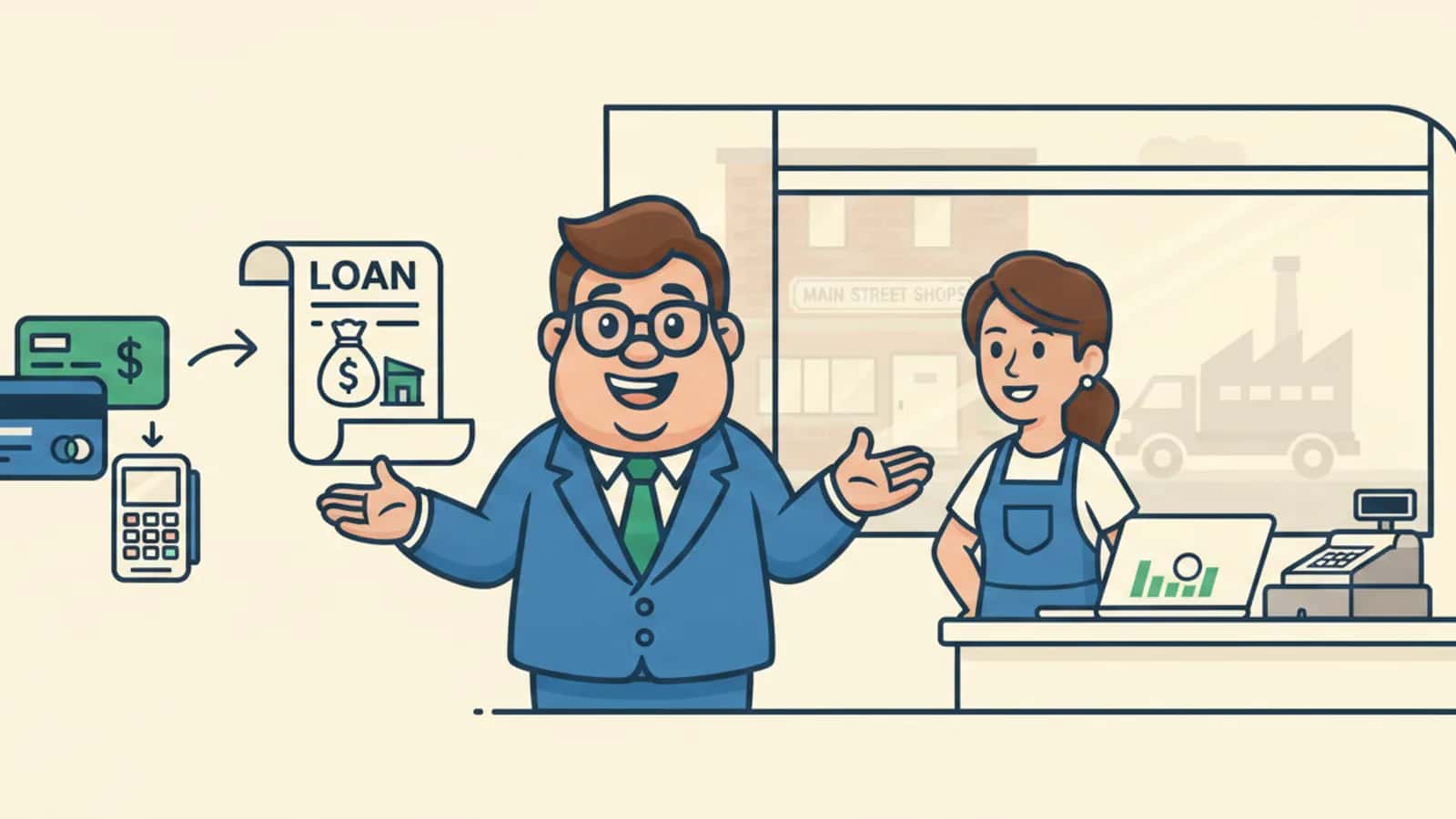Fred helping a US business owner compare Business Credit Cards vs Business Loans: When Each Makes Sense