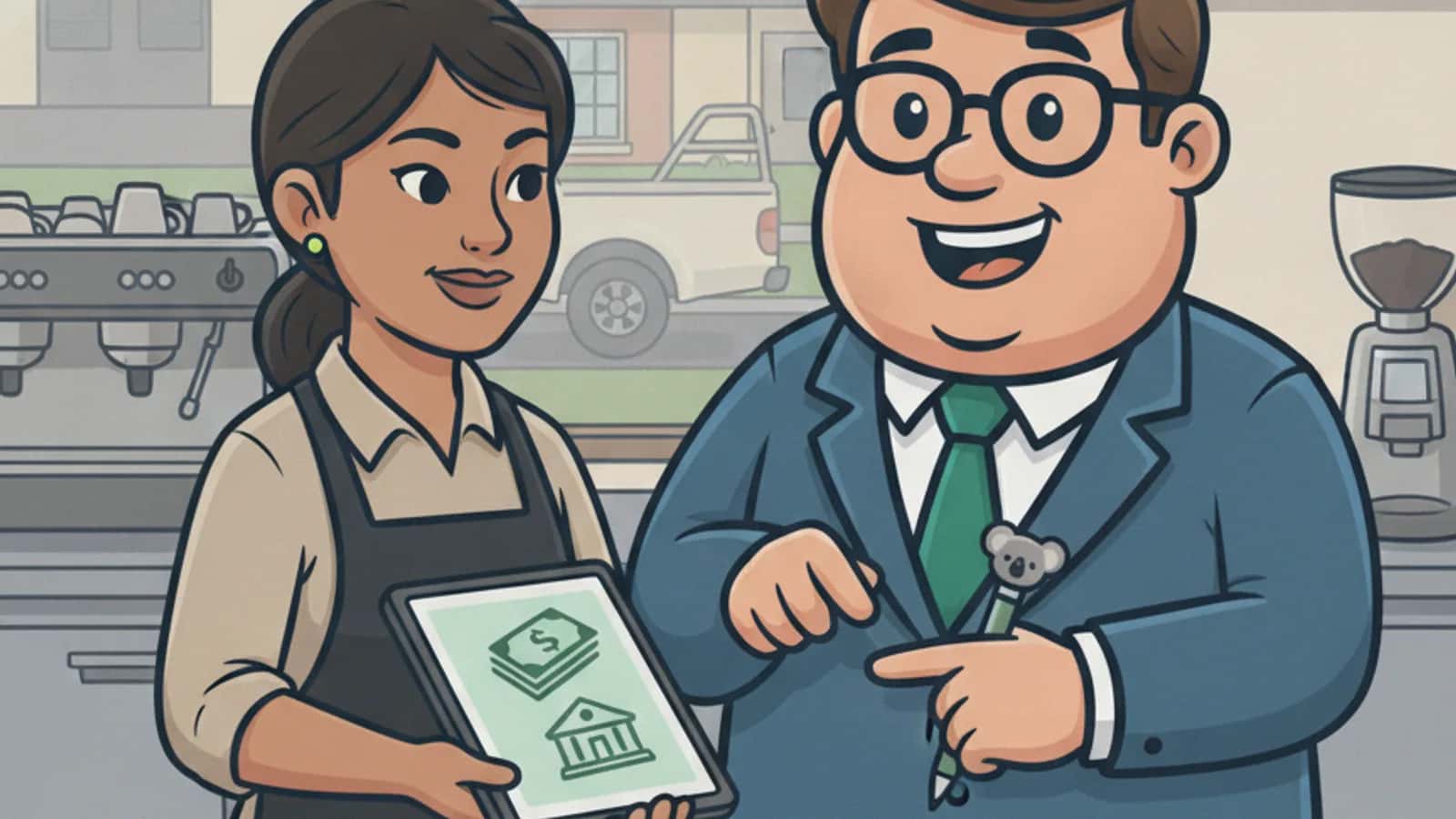 Fred explaining Government-Backed Business Loans and Grants in Australia to a Australian business owner