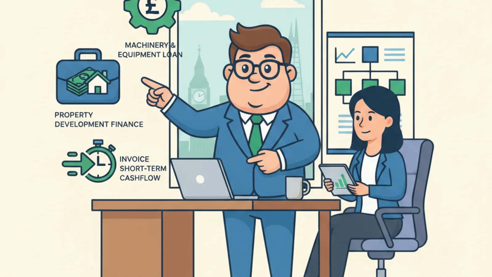 Fred helping a UK business owner compare Different Type of Business Loans Available in UK: Fast Funding Options for 2026
