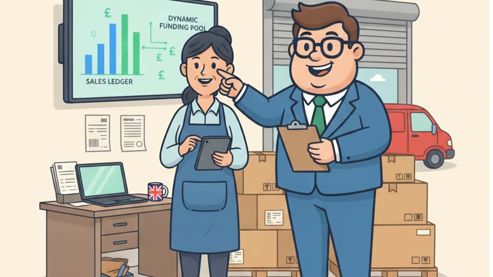 Fred helping a UK business owner compare Invoice Finance for UK SMEs: Using Your Sales Ledger as a Dynamic Funding Pool