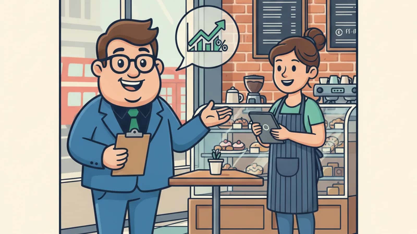 Fred explaining Typical business loan interest rates UK right now to a UK business owner