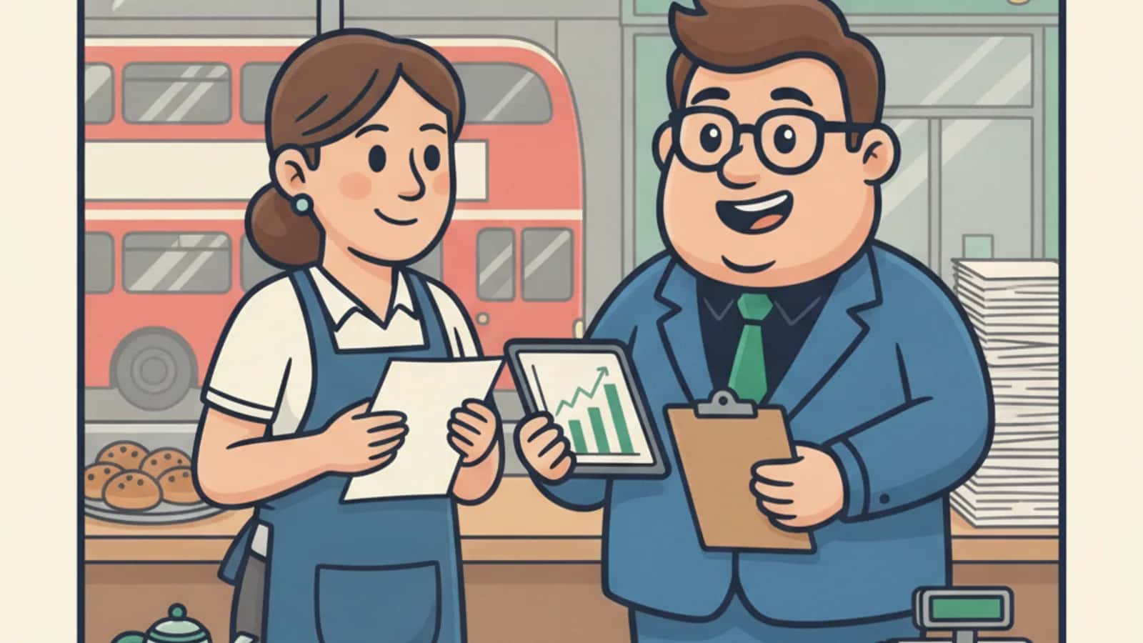 Fred helping a UK business owner compare Business Loan Interest Rates UK: What Lenders Charge and What Moves Your Rate