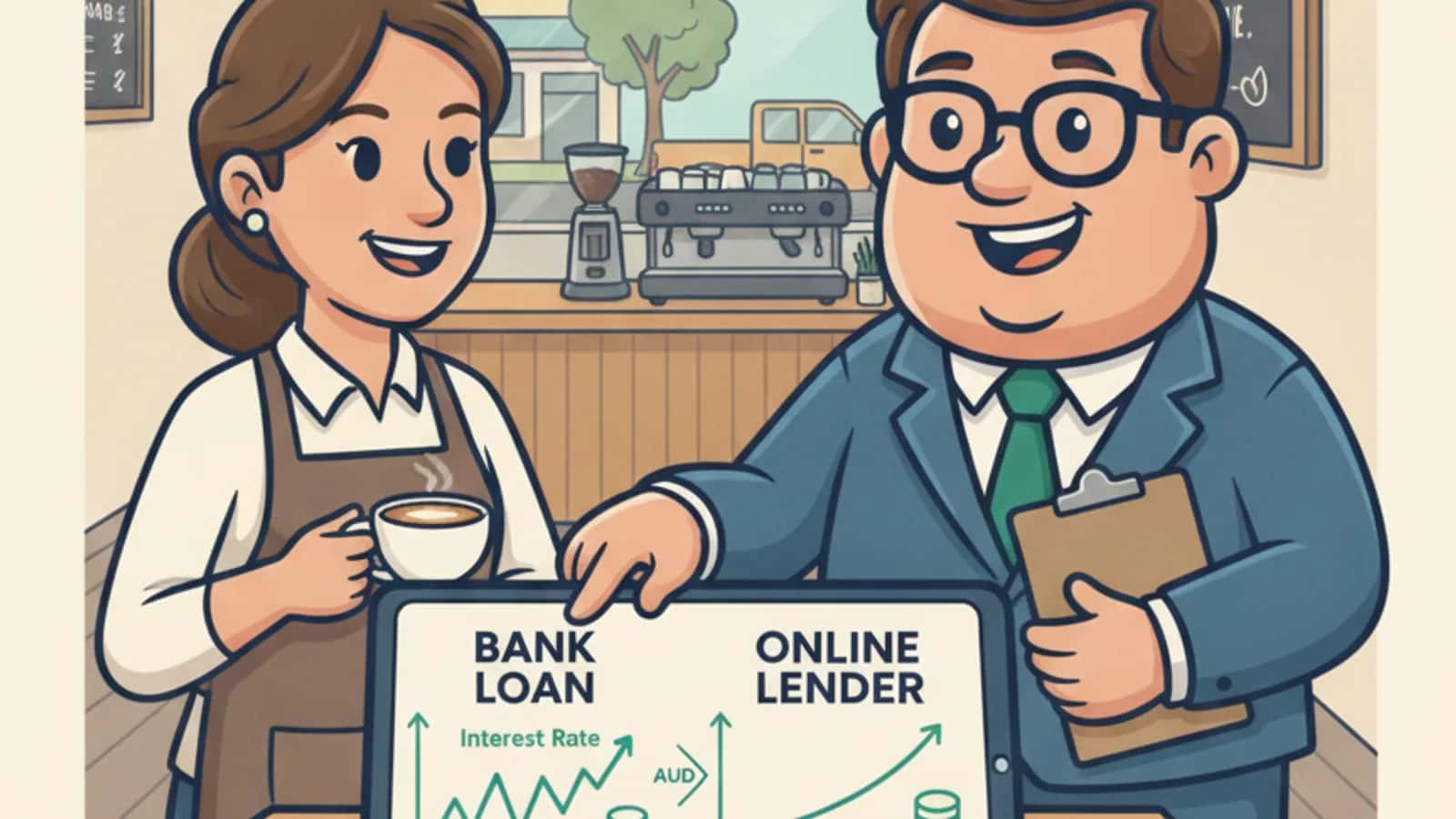 Fred explaining Interest Rates Vary Between Banks and Online Lenders to a Australian business owner