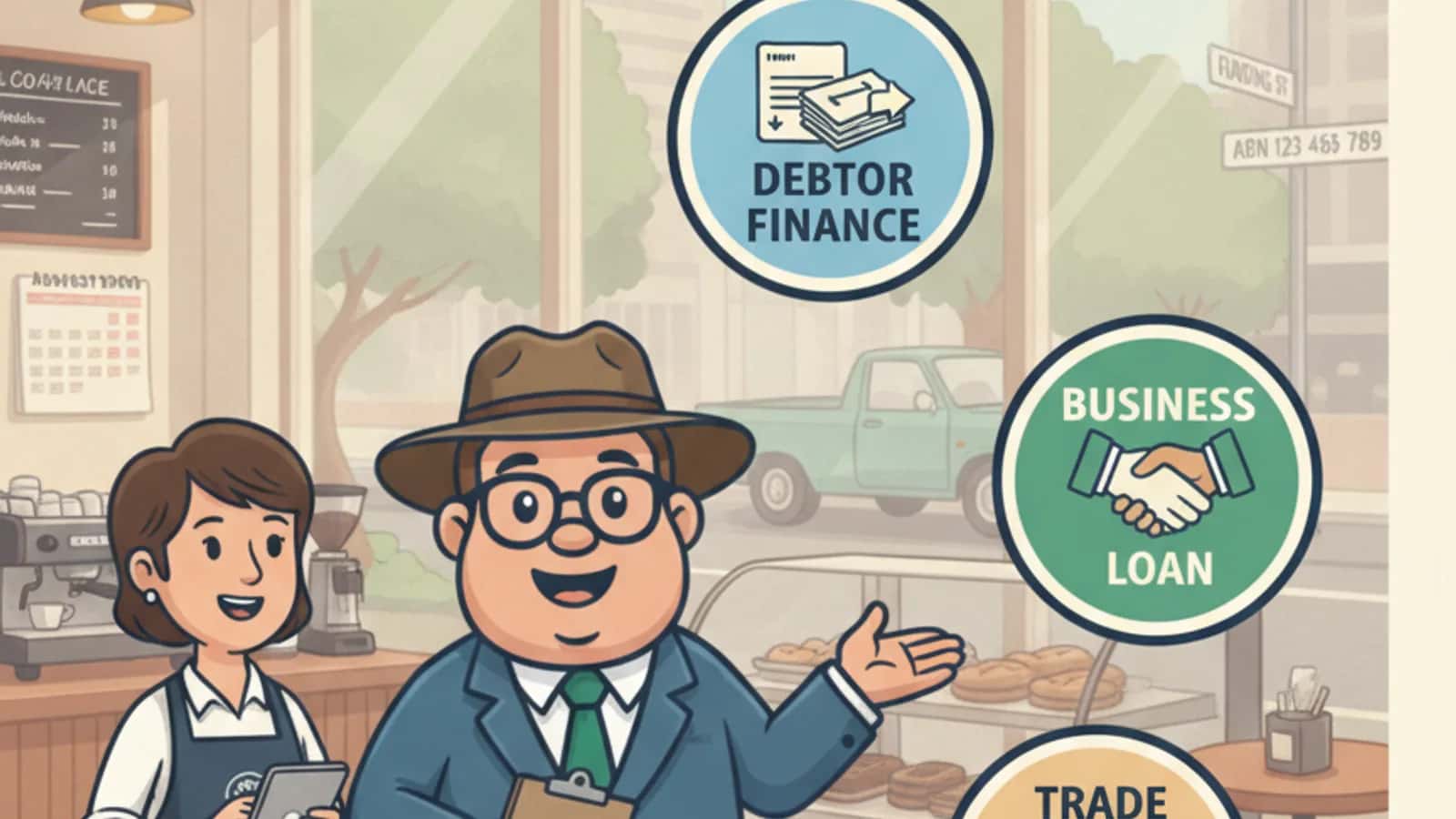 Fred helping a Australian business owner compare Debtor Finance vs Business Loan vs Trade Finance for Australian SMEs:...