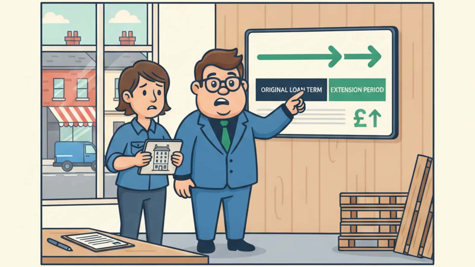 Fred explaining Bridging Loan Extension and How Does It Work to a UK business owner