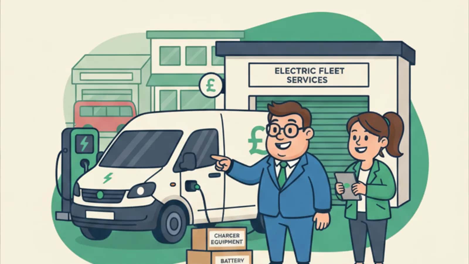 Fred explaining What Funding is Available for Electric Vans in the UK to a UK business owner