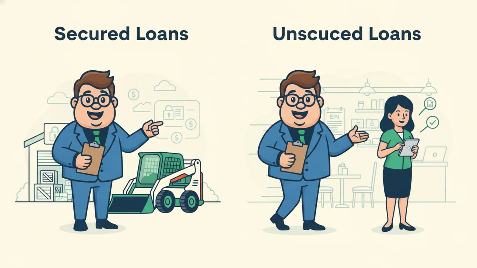 Fred helping a US business owner compare Secured vs Unsecured Business Loans: Cost, Collateral and Risk Compared