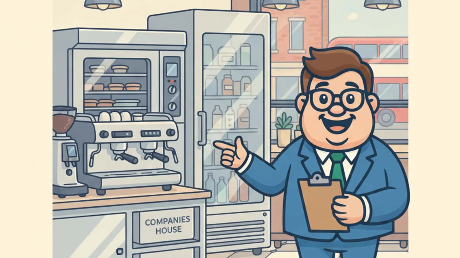 Fred helping a UK business owner compare Catering Equipment Finance UK: Ovens, Refrigeration, Coffee Machines and Fit-Outs