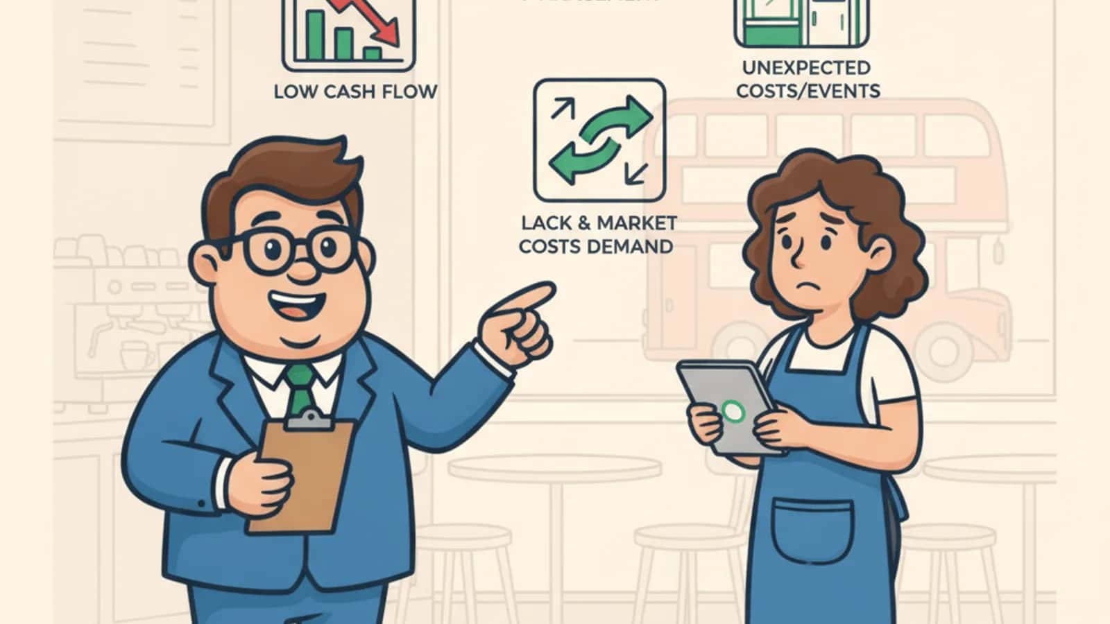 Fred explaining Top Reasons Small Businesses Go Bankrupt to a UK business owner