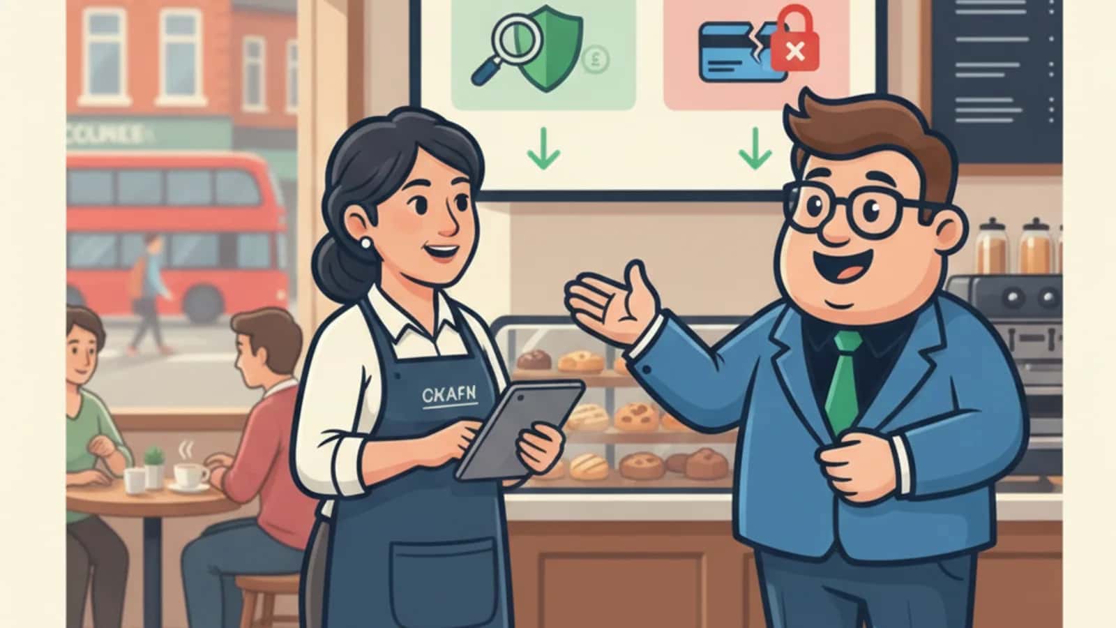 Fred helping a UK business owner compare Soft Search vs Hard Search for a Business Credit Card Application