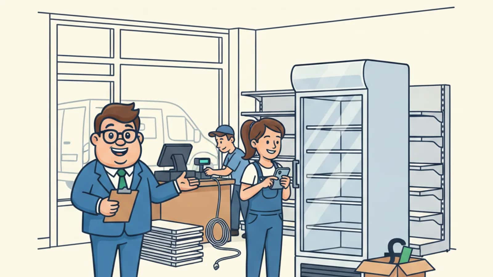 Fred helping a UK business owner compare Asset Finance for Retail Fit-Outs: Funding EPOS, Displays, Refrigeration and...