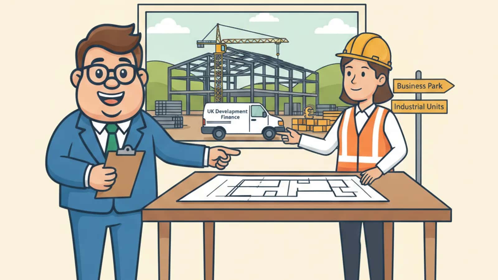 Fred helping a UK business owner compare Commercial Development Finance UK: Warehouses, Industrial Units and Business Parks