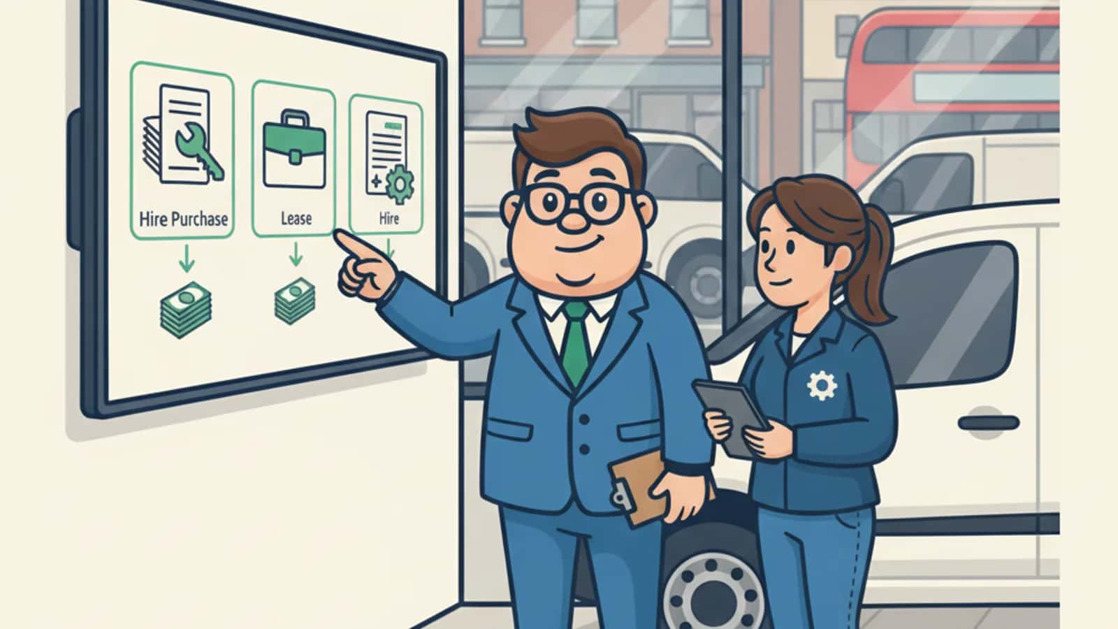 Fred helping a UK business owner compare Business Van Finance: Hire Purchase, Lease and Contract Hire Compared
