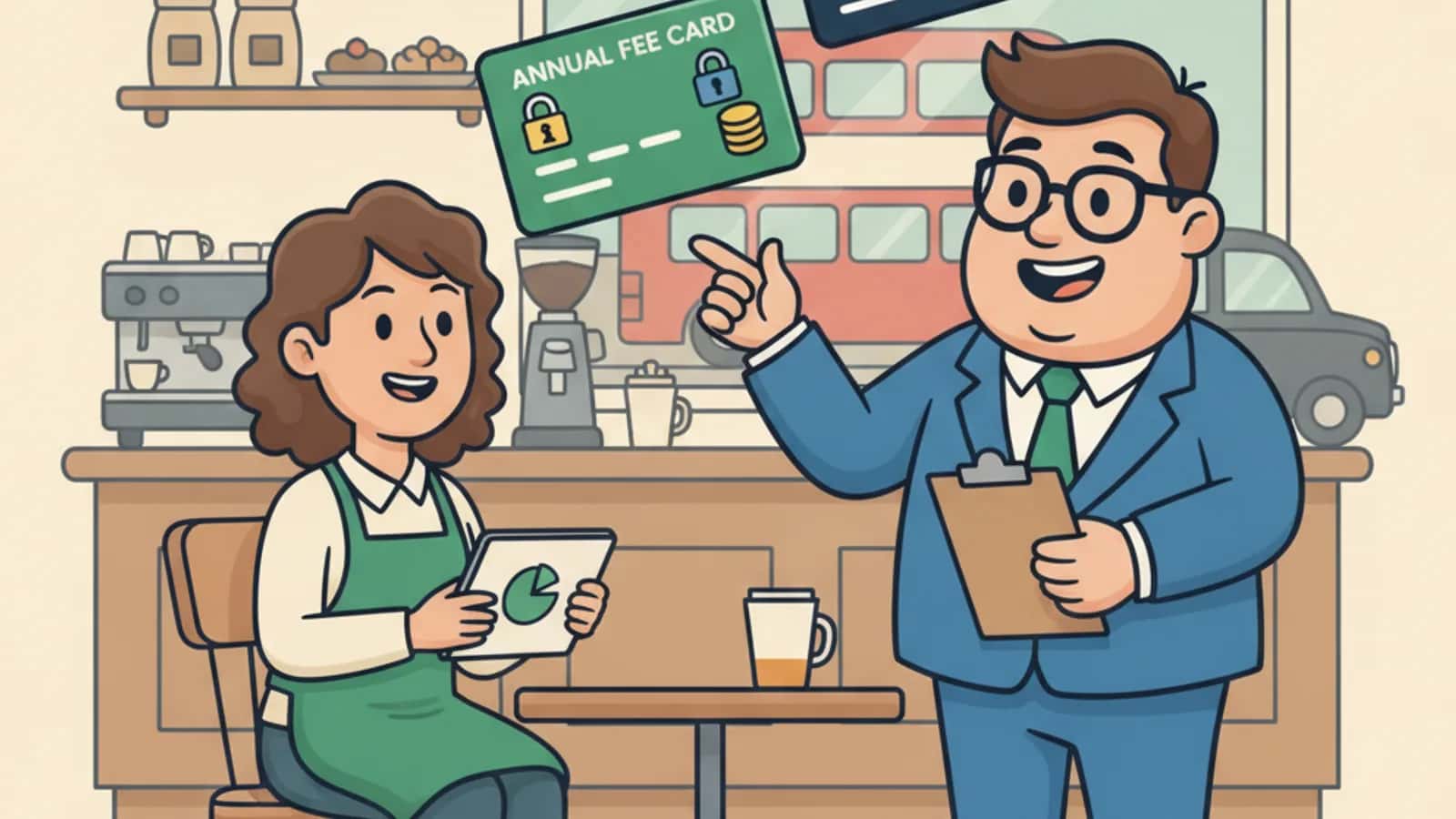 Fred explaining How Much Do Annual Fee Business Credit Cards Typically Cost to a UK business owner