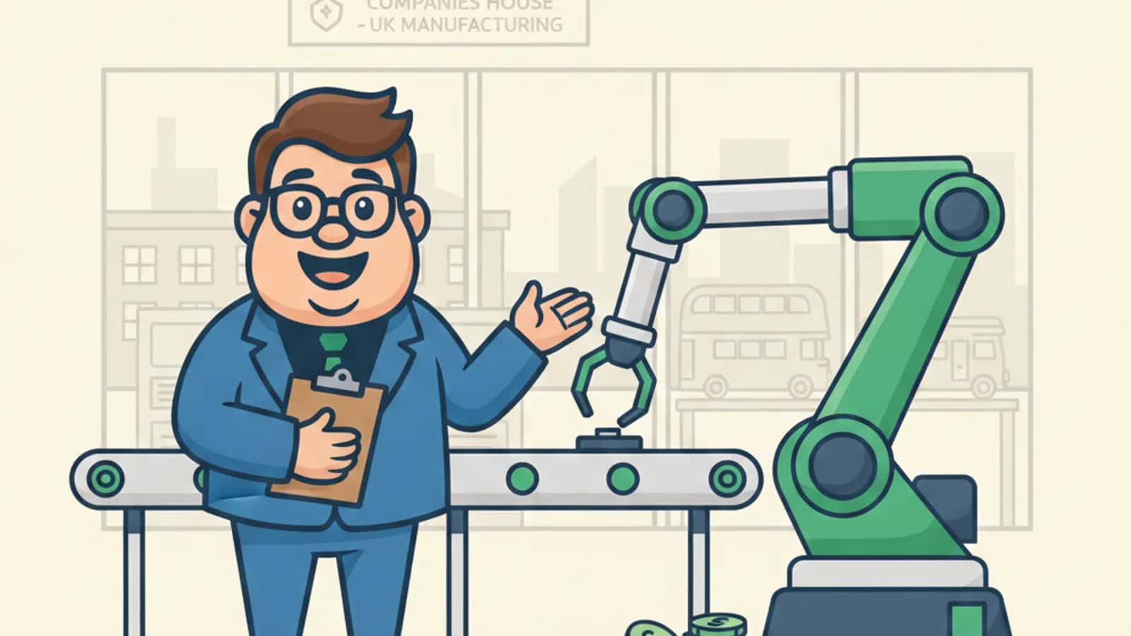 Fred helping a UK business owner compare Manufacturing Automation Finance UK: Funding Robotics for Modern Factories