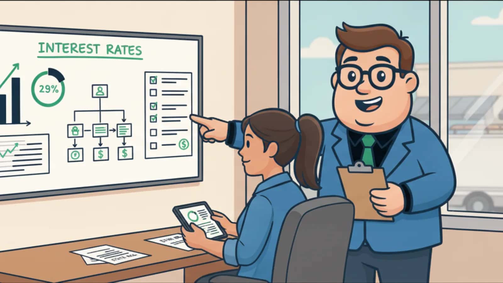 Fred explaining Typical Interest Rates for Unsecured Business Loans to a US business owner