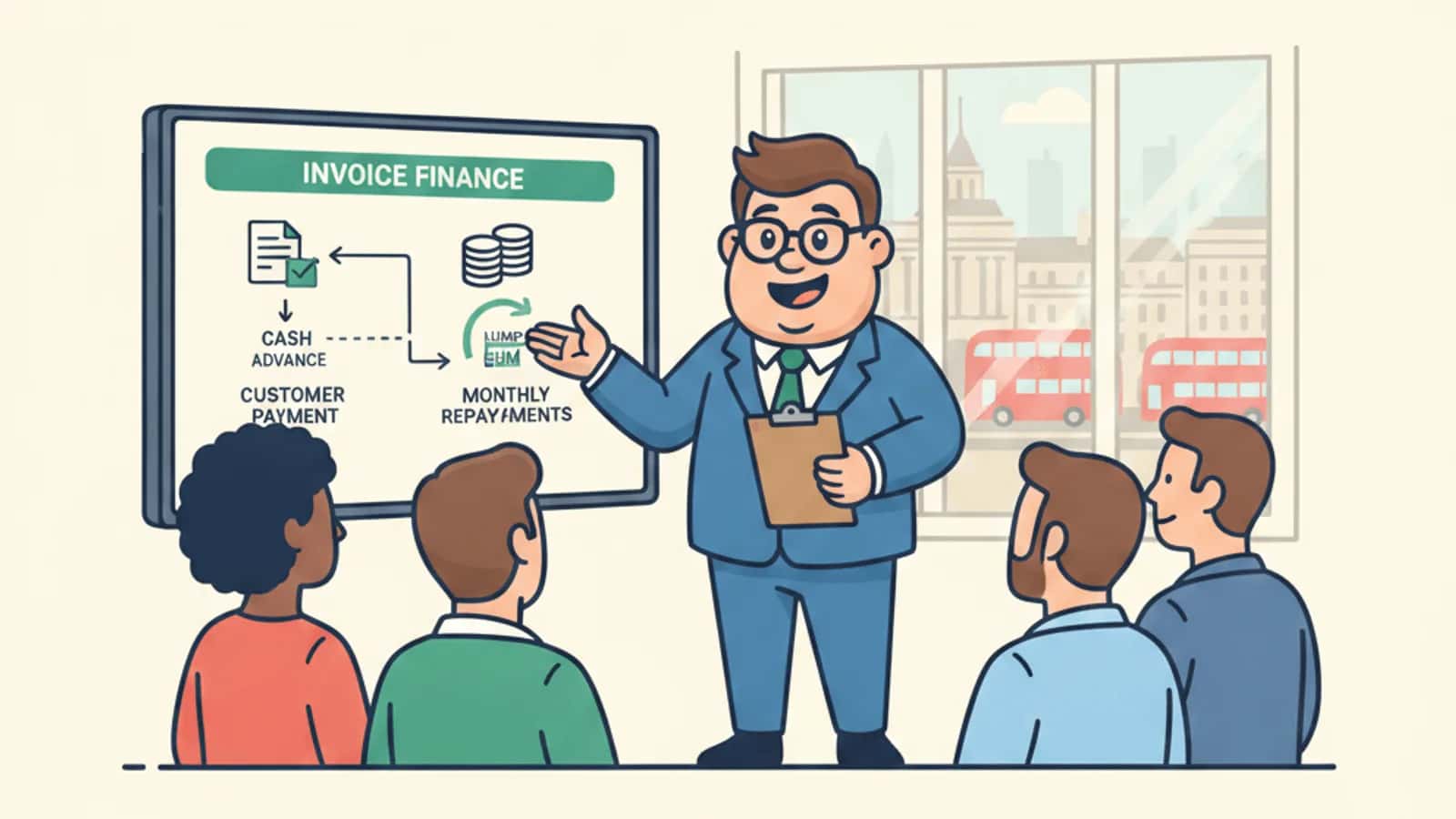 Fred helping a UK business owner compare Invoice Finance vs Business Loans: Which Funding Option Fits Your Business in 2026