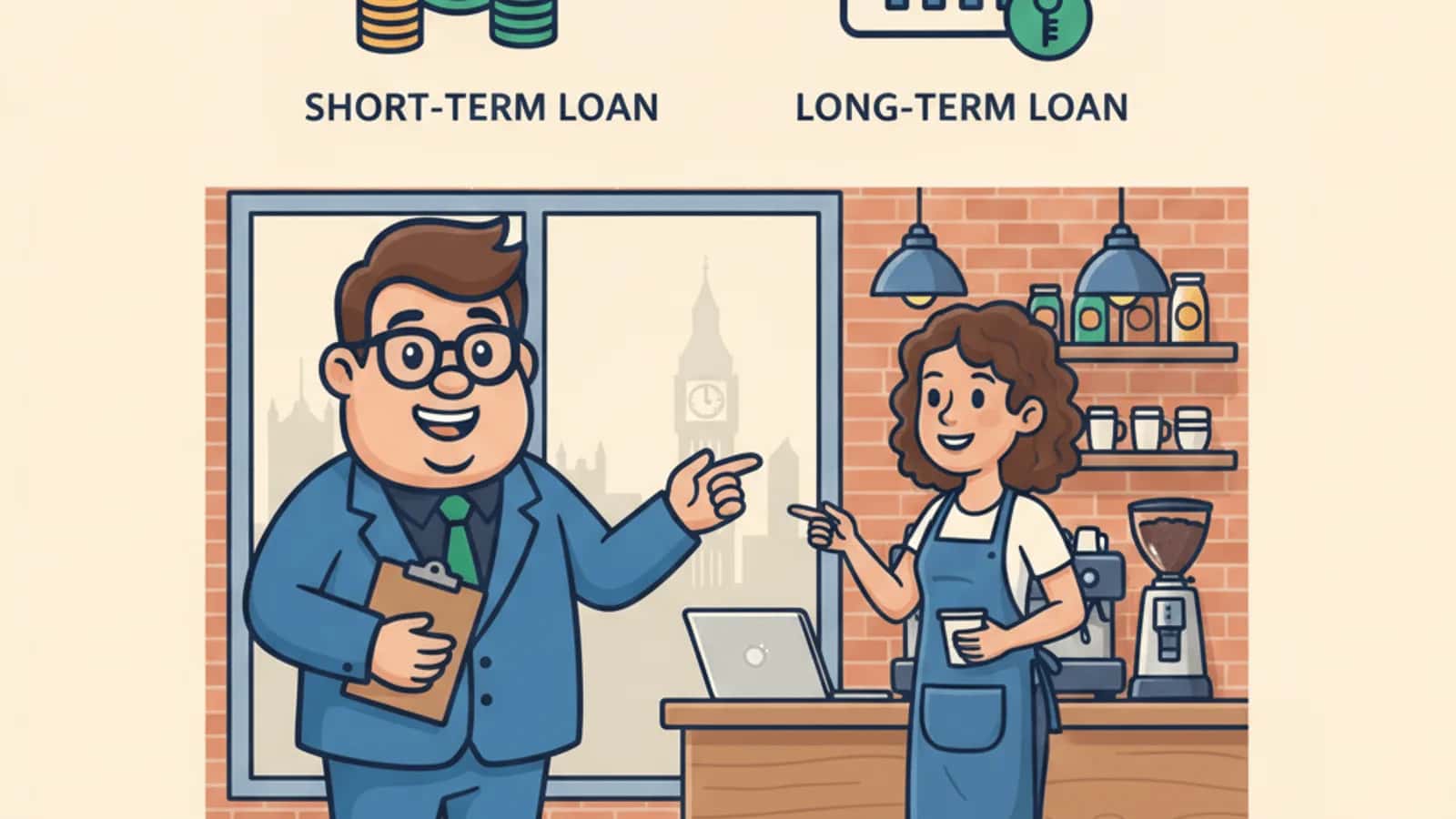 Fred explaining Type of Loan Is Better for a Small Startup to a UK business owner