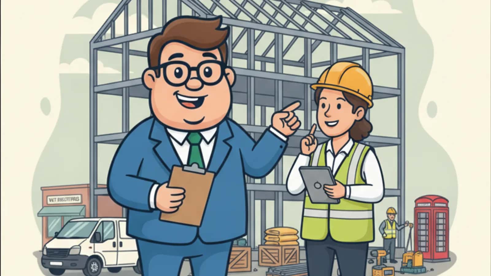 Fred helping a UK business owner compare Development Finance Drawdowns: How Stage Payments and Monitoring Surveyors Work