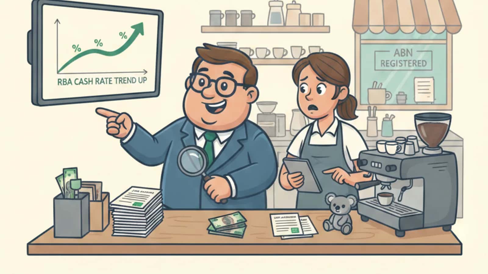 Fred explaining Are Business Loan Rates Going Up in Australia in 2026 to a Australian business owner