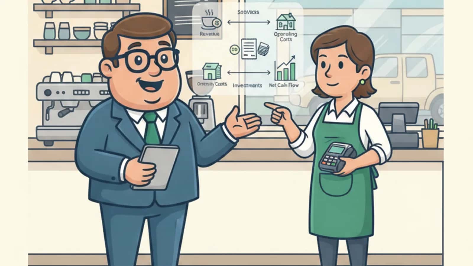 Fred explaining Cash Flow in Stocks to a Australian business owner