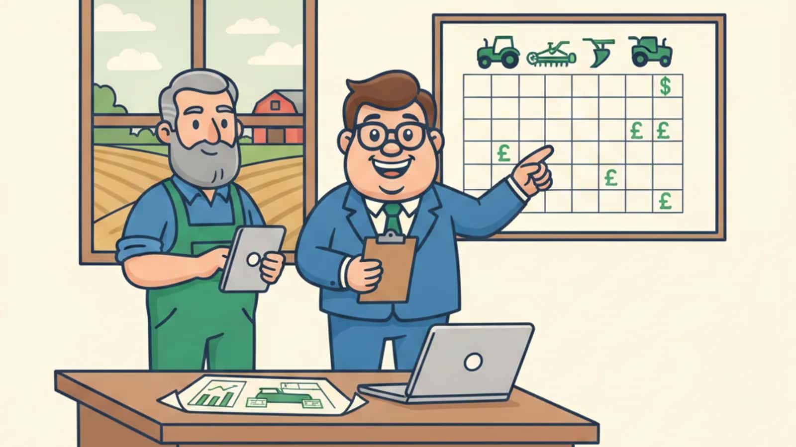 Fred explaining Implements and Seasonal Repayments in Agriculture to a UK business owner