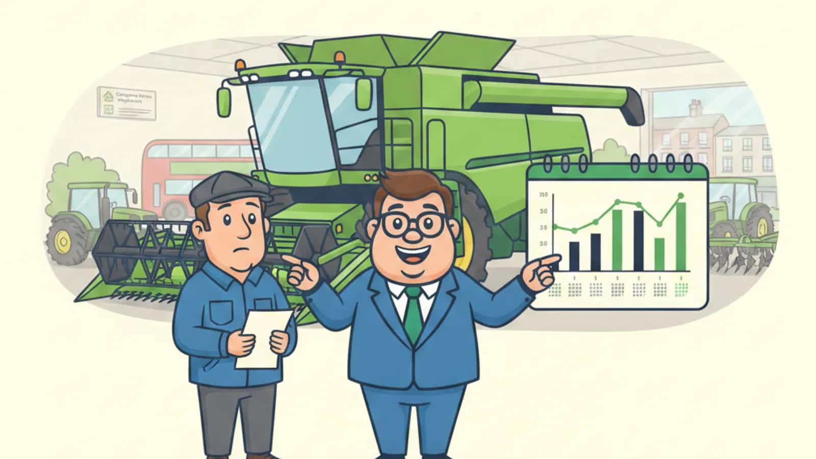 Fred explaining How Seasonal Repayments Work for Farm Equipment to a UK business owner