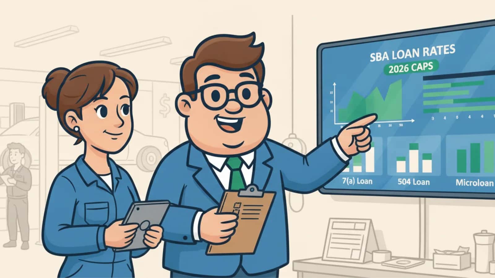 Fred explaining Current SBA loan rates in 2026 to a US business owner