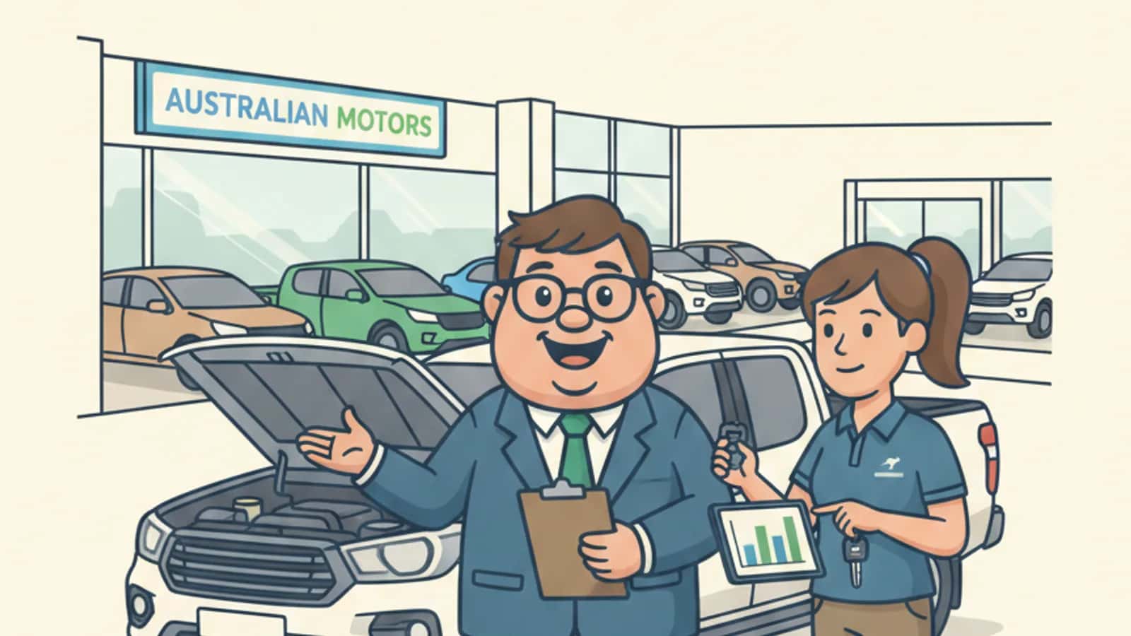 Fred explaining Equipment Financing and Floor Plan Financing Differ for Auto Dealers to a Australian business owner