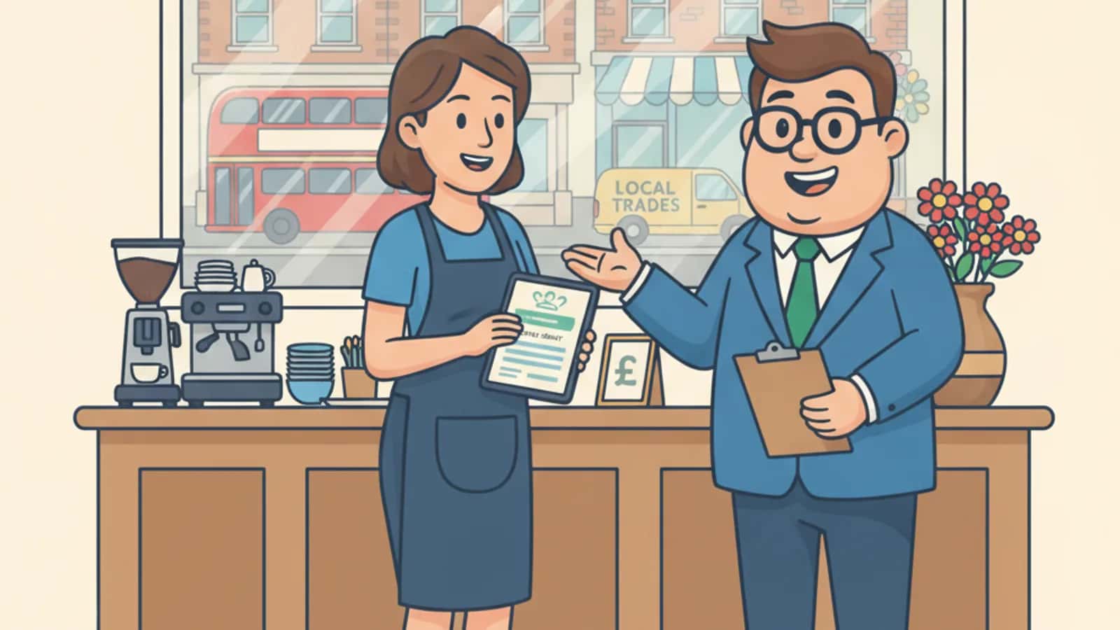 Fred explaining I Apply for a UK Small Business Grant to a UK business owner