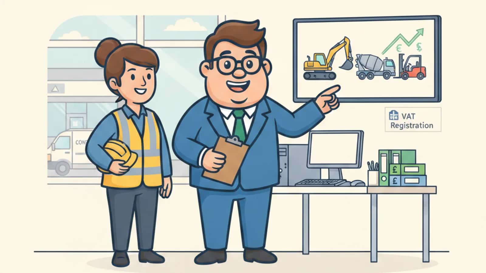 Fred helping a UK business owner compare Plant and Machinery Finance for UK Construction Businesses: Fast Funding Options...