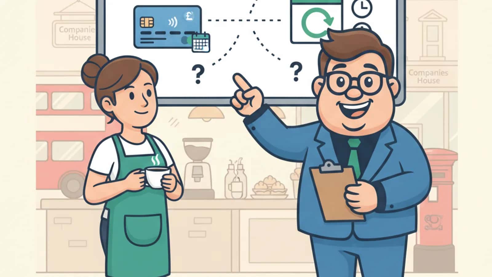 Fred helping a UK business owner compare Interest-Free Business Credit Cards vs Interest-Free Days: What Is the Difference