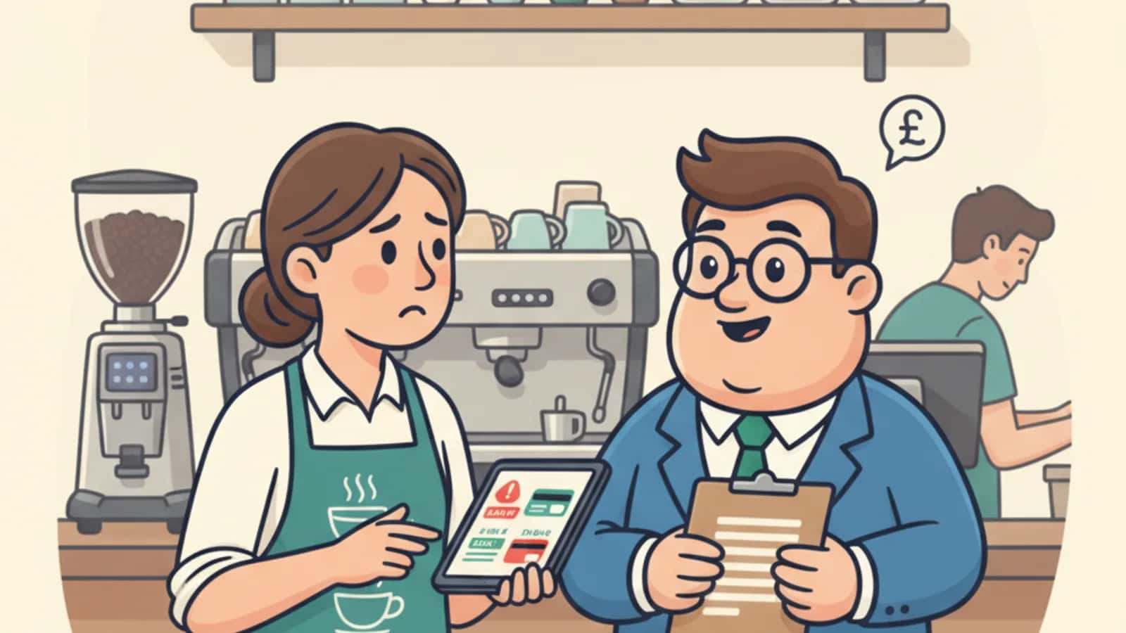 Fred helping a UK business owner compare Business Credit Card Minimum Payments, Late Fees and Missed Payments Explained