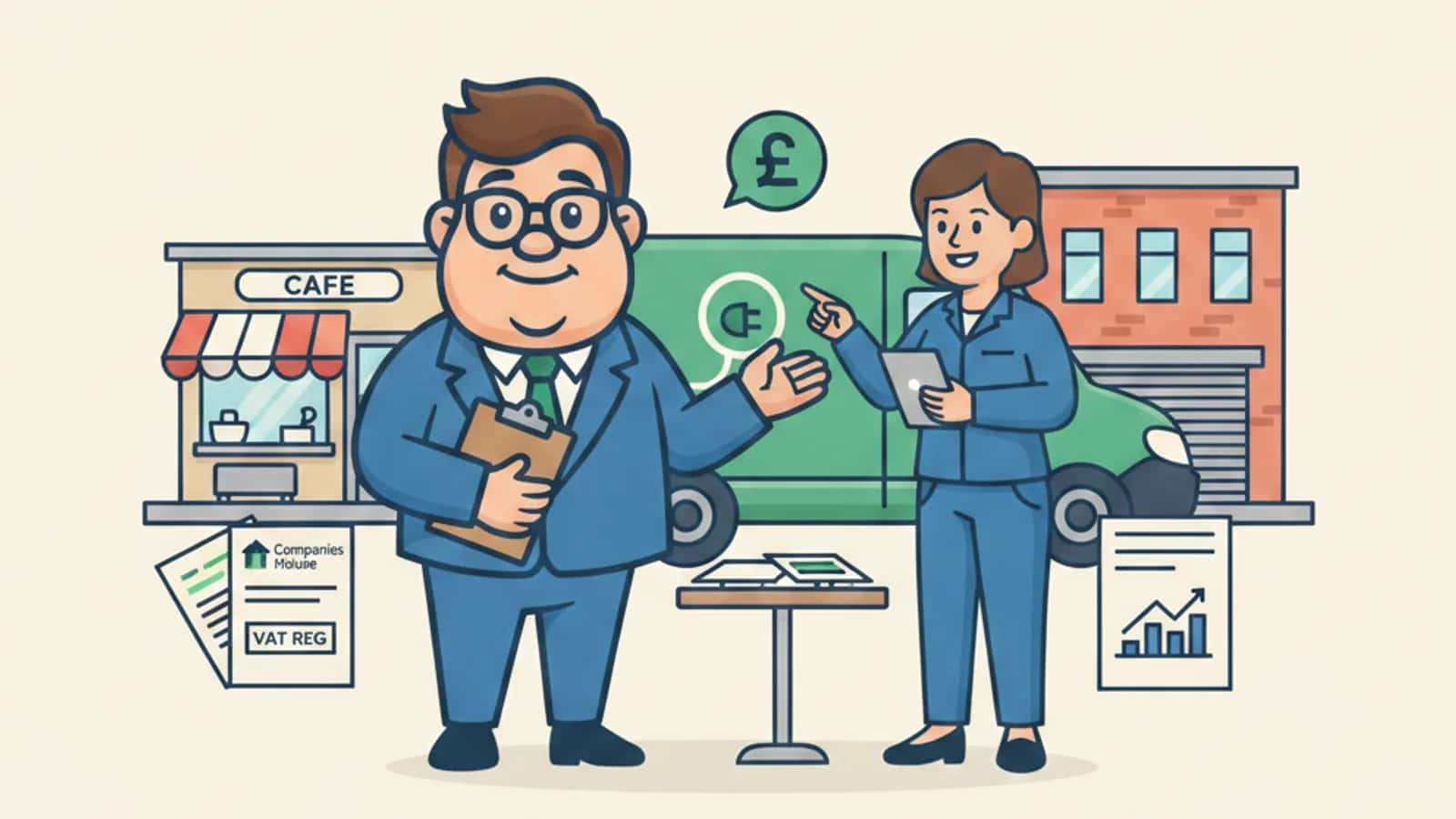 Fred helping a UK business owner compare Electric Van Loan Scheme for UK Businesses: What You Need to Know
