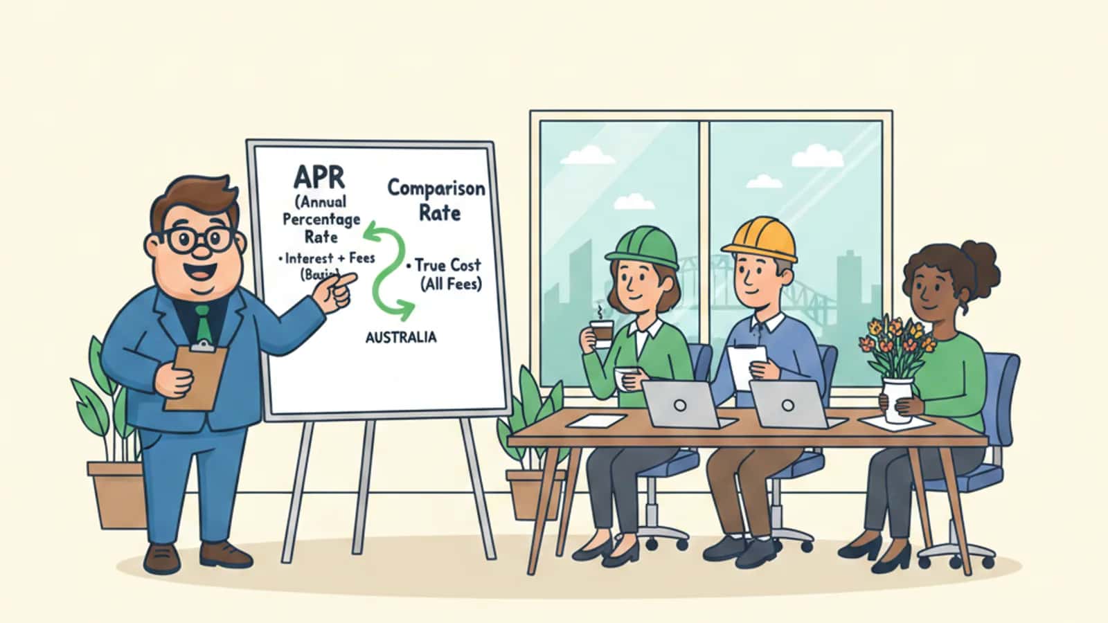 Fred explaining APR and How Is It Different from Comparison Rate in Australia to a Australian business owner
