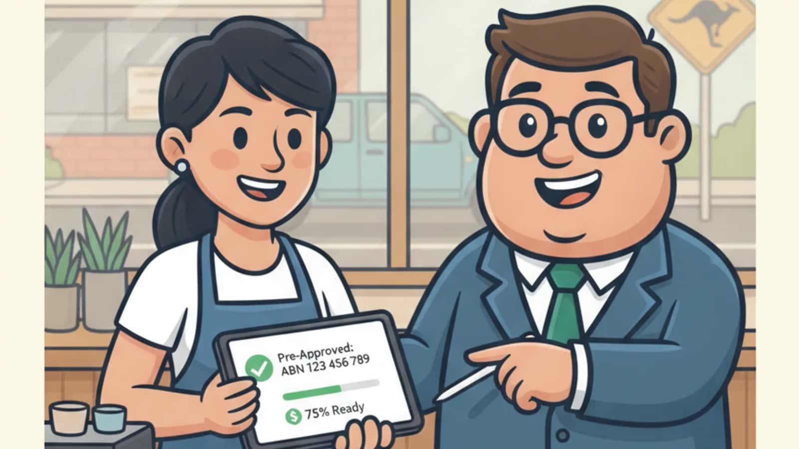 Fred explaining What Does Pre-Approval Mean for a Business Loan in Australia to a Australian business owner