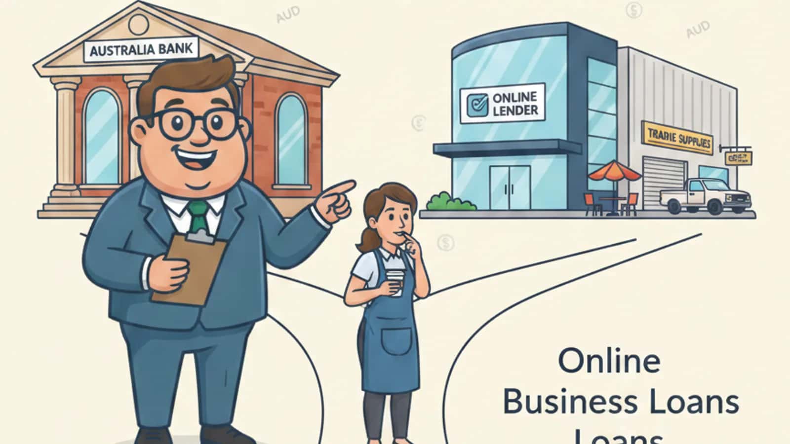 Fred helping a Australian business owner compare Online vs Bank Business Loans in Australia: Which Is Better for Your SME...